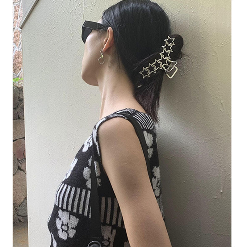 Metal Hollow Out Circle Love Heart Star Big Shark Clip for Women Girl Daily Jewelry Autumn Winter Headdress